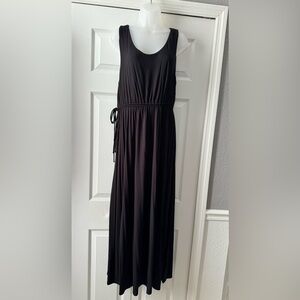 Cynthia Rowley Sleeveless Black Maxi Dress with Drawstring Tie at Side NWT